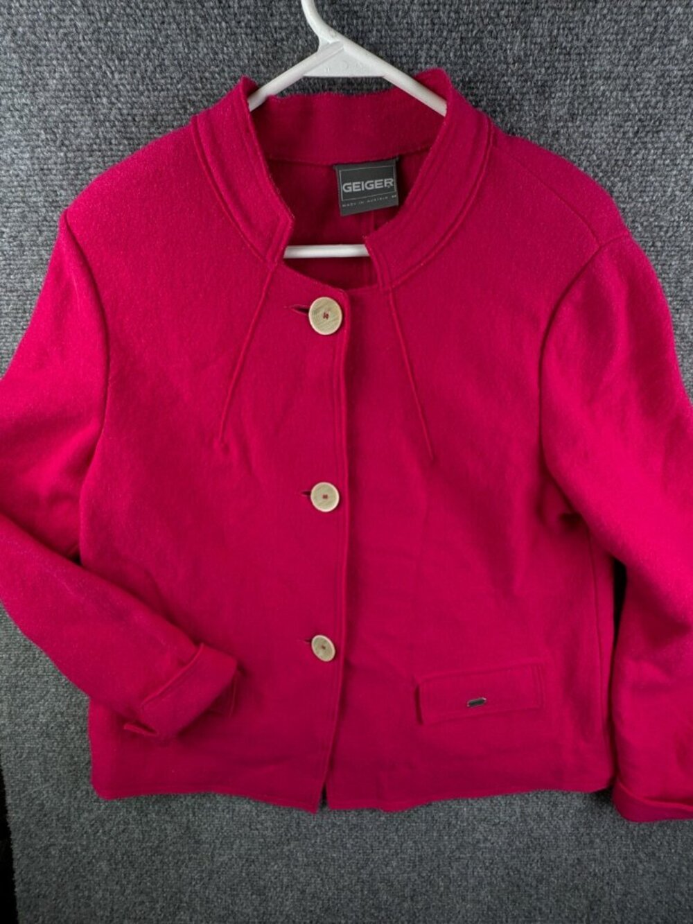 Geiger Sweater Women 44 Pink Pure New Wool Cardigan Logo Austria Knit Ladies